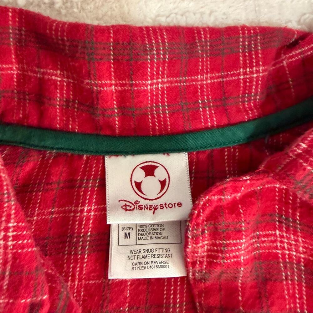 The‎ Disney Store Red Plaid Women Men’s Plaid Pajama Set Med Holiday Christmas - Picture 4 of 7